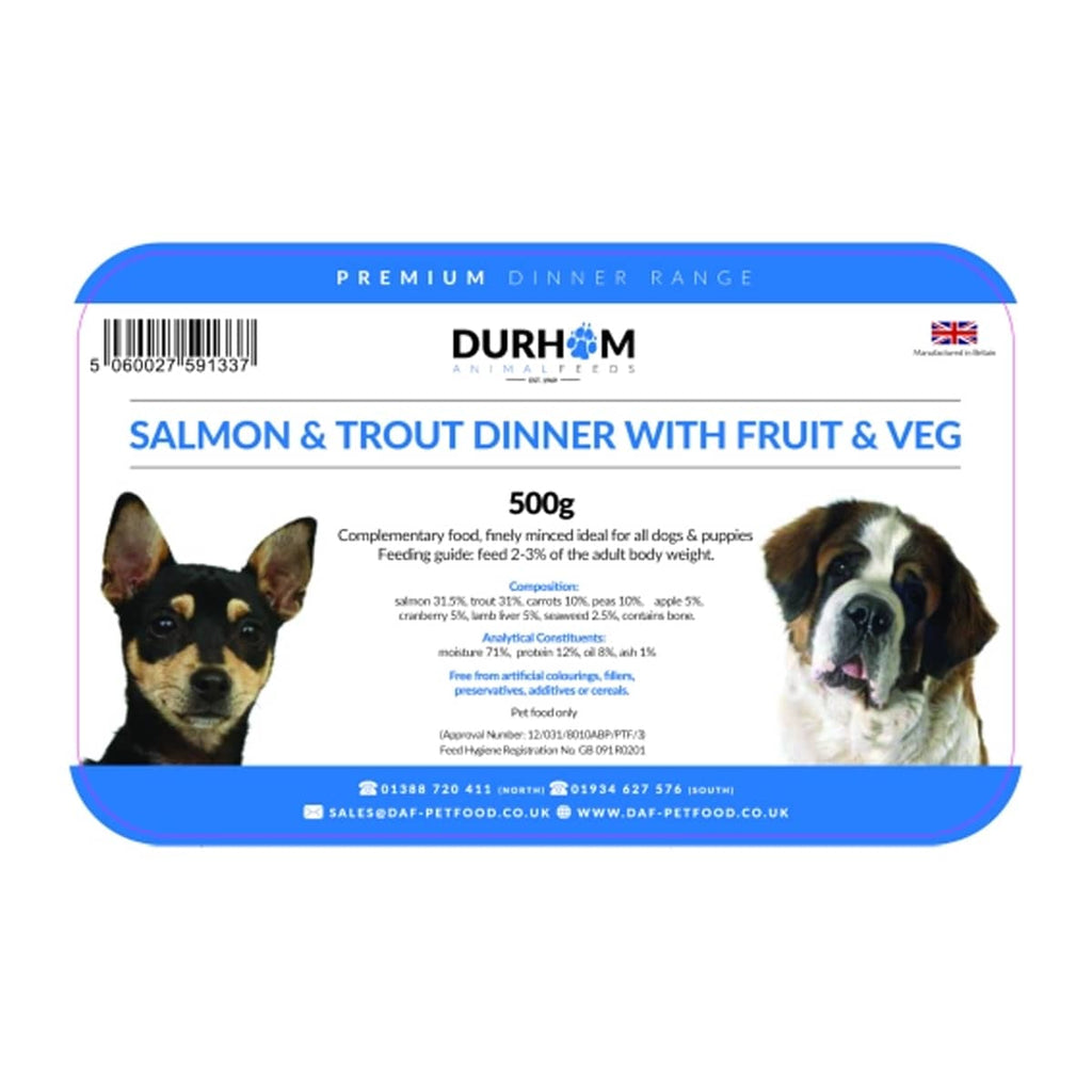 Durham Salmon & Trout Dinner with Fruit & Veg 500g