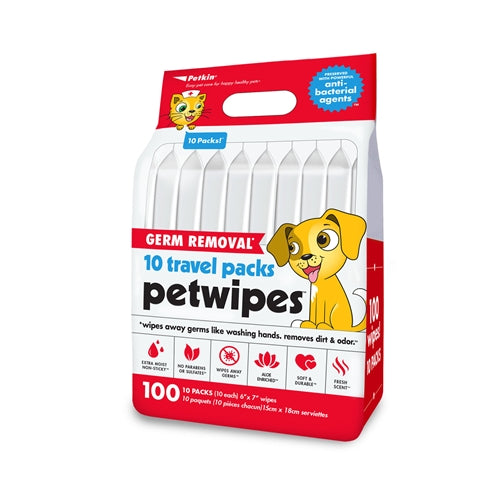 Petkin 10 Travel Packs Petwipes