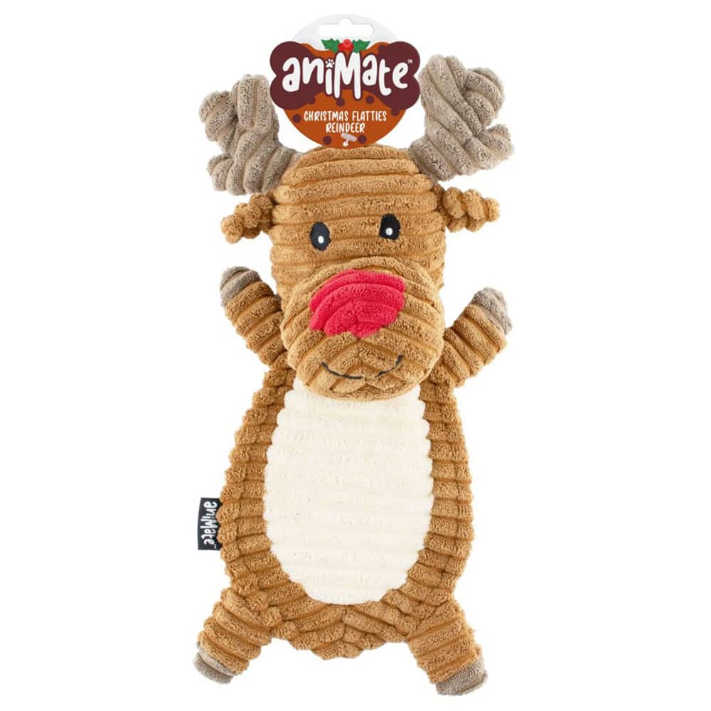 Animate Festive Flatties Dog Toy Reindeer