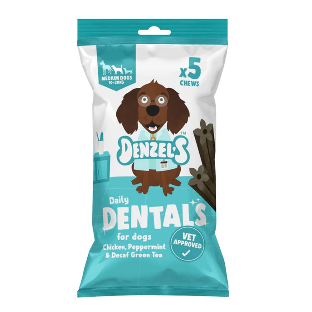 Denzel's Daily Dentals for Medium Dogs Chicken, Peppermint & Decaf Green Tea