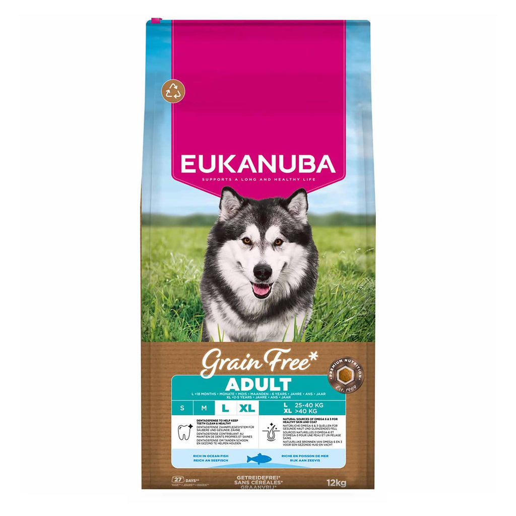 Eukanuba Grain Free Large Breed Adult Dry Dog Food - Ocean Fish 12kg