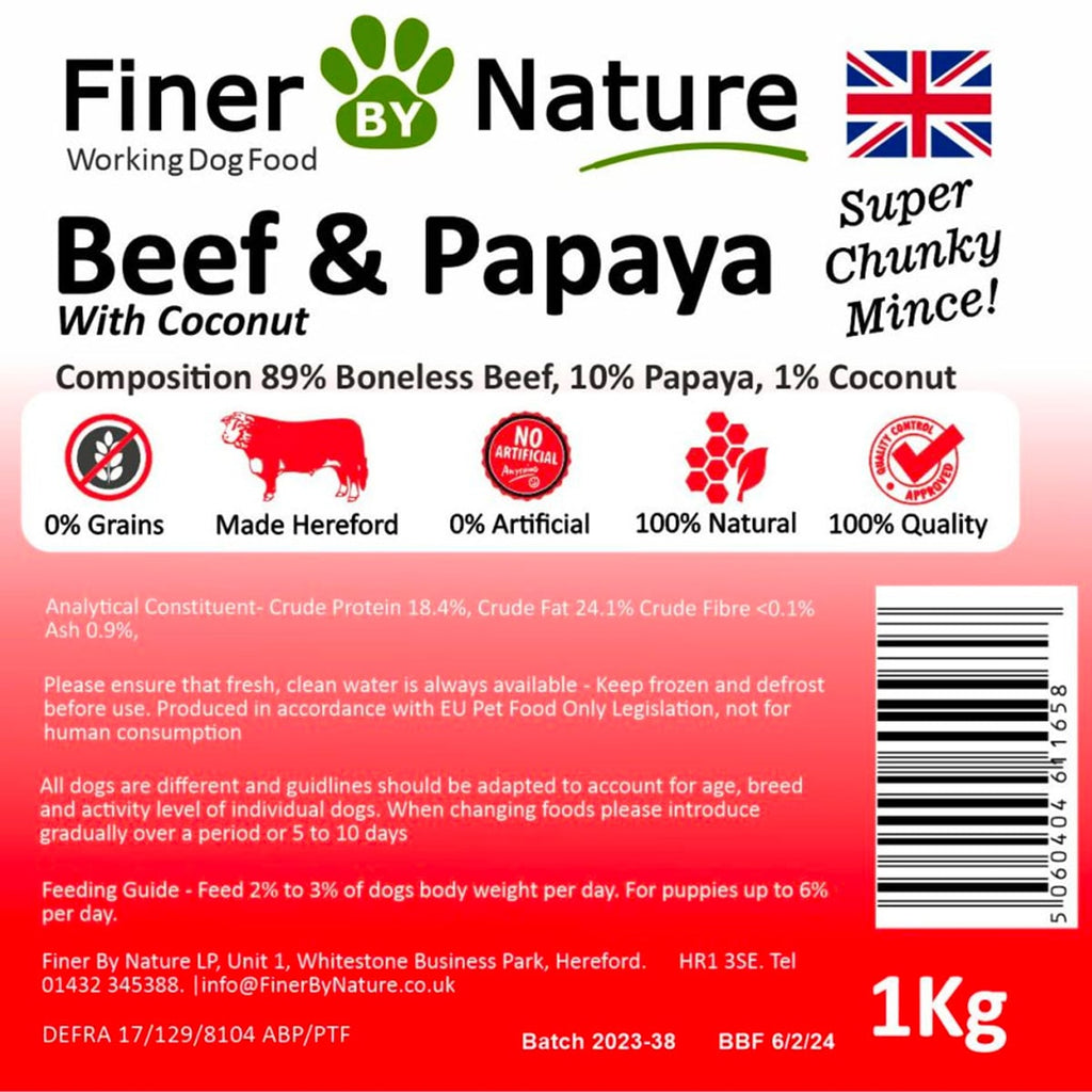 Finer By Nature Beef, Papaya & Coconut (Boneless) Raw 1kg