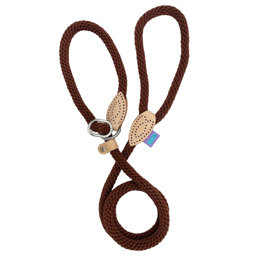 Hem and Boo Brown Slim Soft Touch Rope Slip Lead 150cm