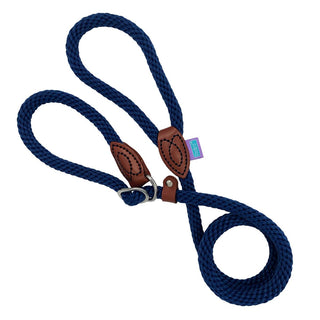 Hem and Boo Navy Slim Soft Touch Rope Slip Lead 150cm