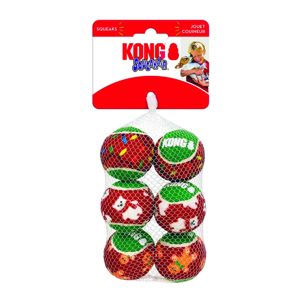 KONG SqueakAir® Holiday Christmas Balls – Medium 6 Pack