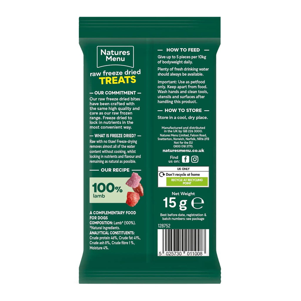 Natures Menu Freeze Dried Lamb Meat Bites 15g