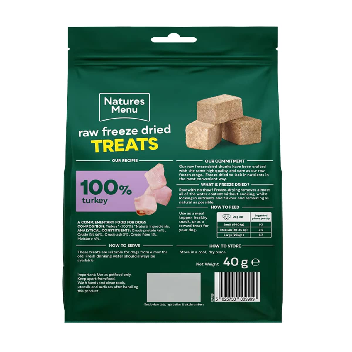 Natures Menu Freeze Dried Turkey Chunks 40g Animal Station Ltd natures-menu-freeze-dried-turkey-chunks-40g-animal-station-ltd