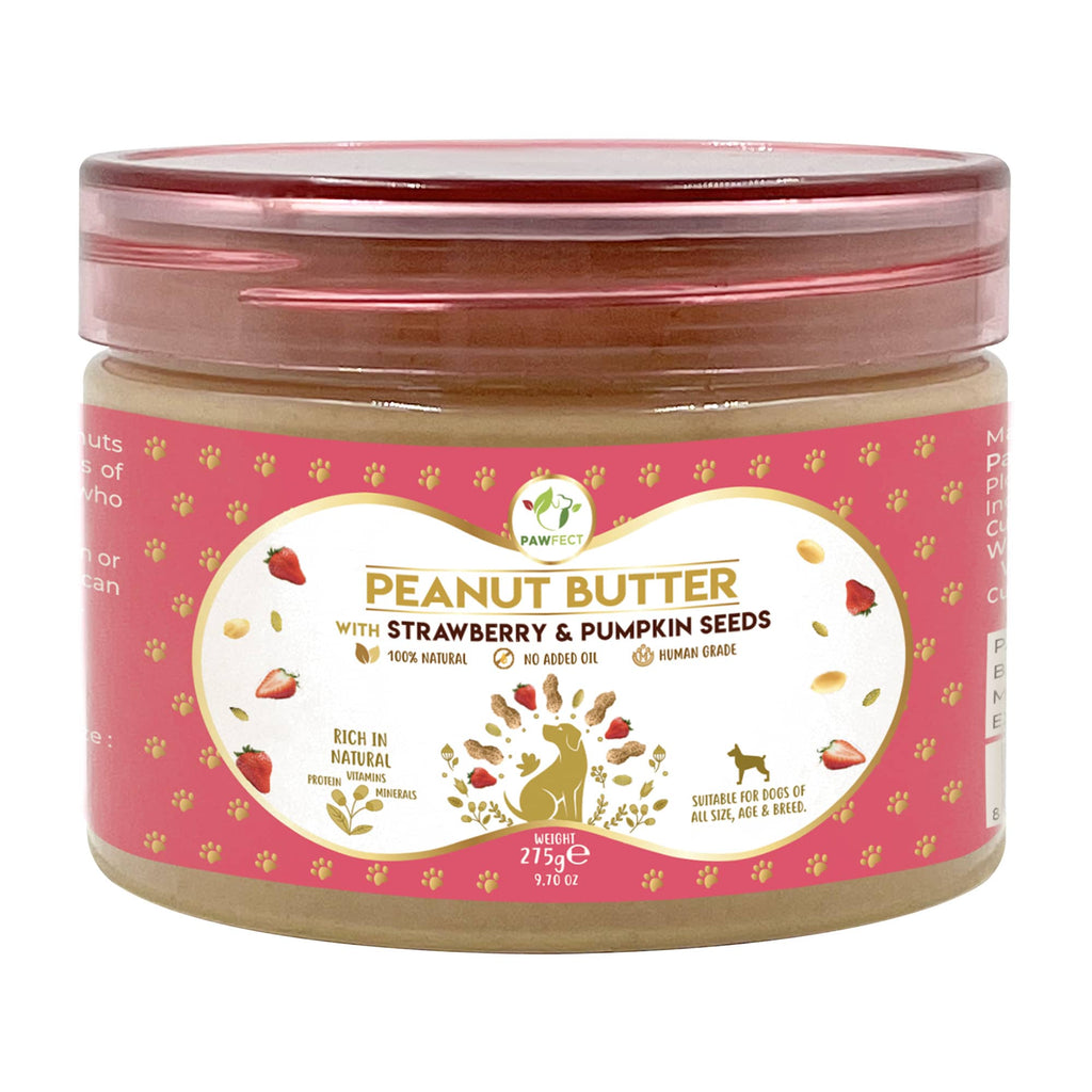 Pawfect Pet Dog Peanut Butter with Strawberry and Pumpkin Seeds 275g