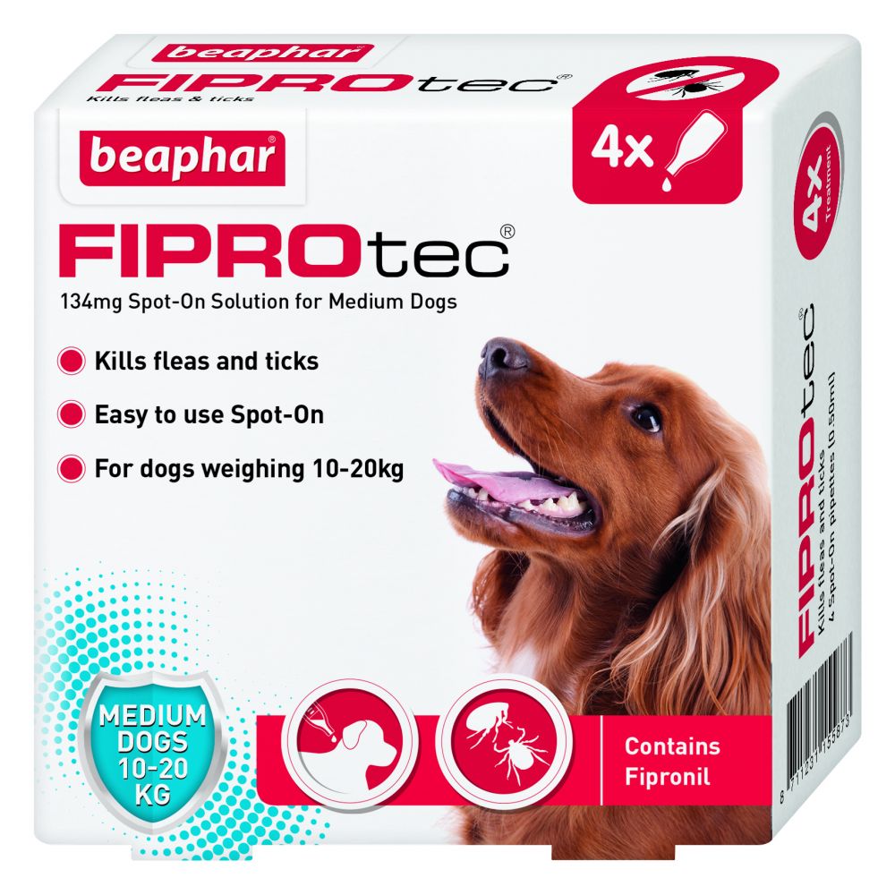 Beaphar FIPROtec Spot On Medium Dog 4 pipette 10-20kg